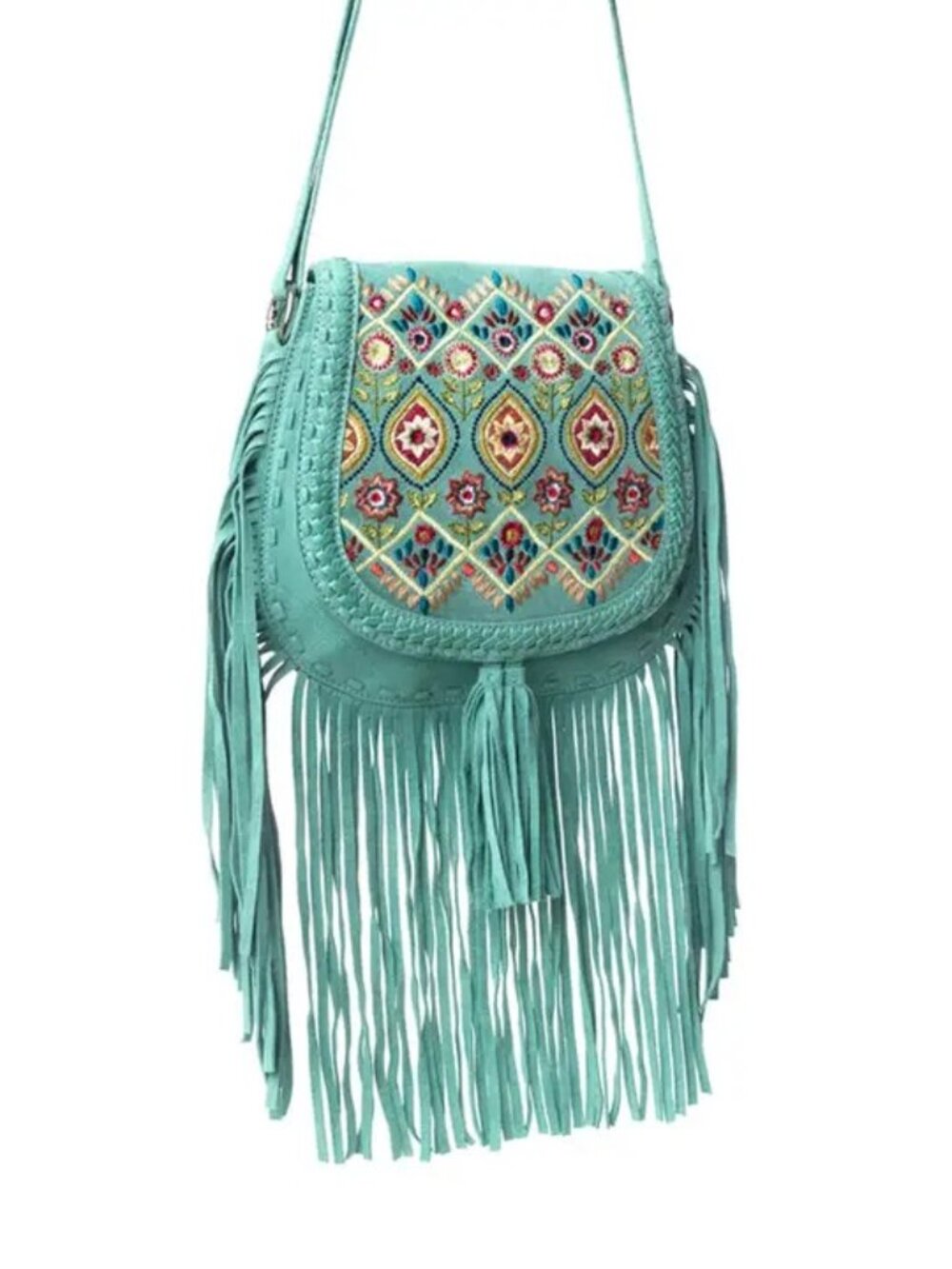 Myra Mojave Meadow Jade Turquoise Tulles BohoLeather Bag in Turquoise - Picture 6 of 8